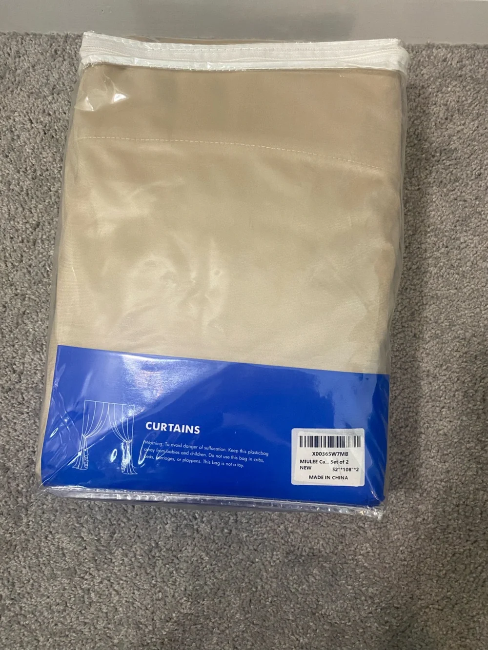 MIULEE Cream Curtains, 52Wx108 Set of 2